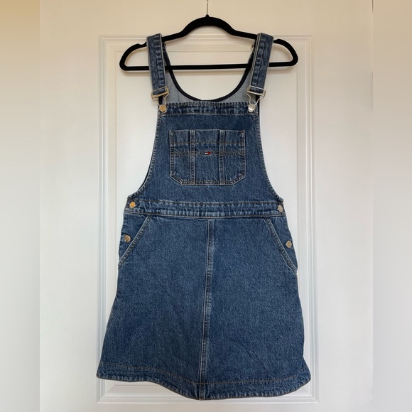 Tommy Hilfiger Pants - Vintage 90s Tommy Jeans A-Line Dungaree/ Overall Dress in Medium Blue Denim